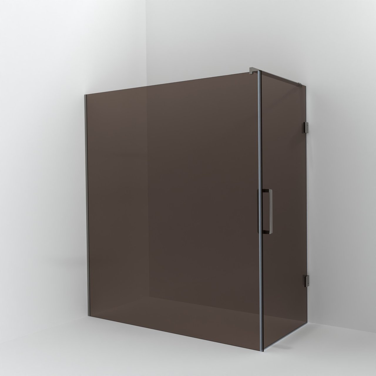 Balmani Modular inloopdouche met deur: 180 x 200 cm met deur 90 cm, Brons glas, Brushed Inox profielen