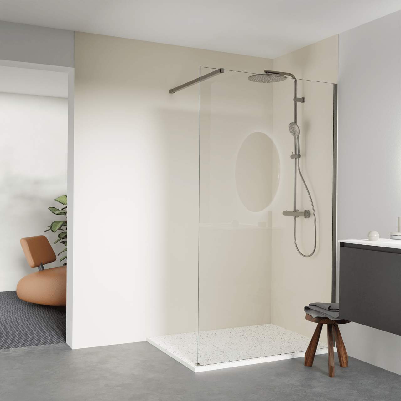 Balmani Impress receveur de douche 120 x 90 cm marbre composite blanc/noir terrazzo mat structure rock