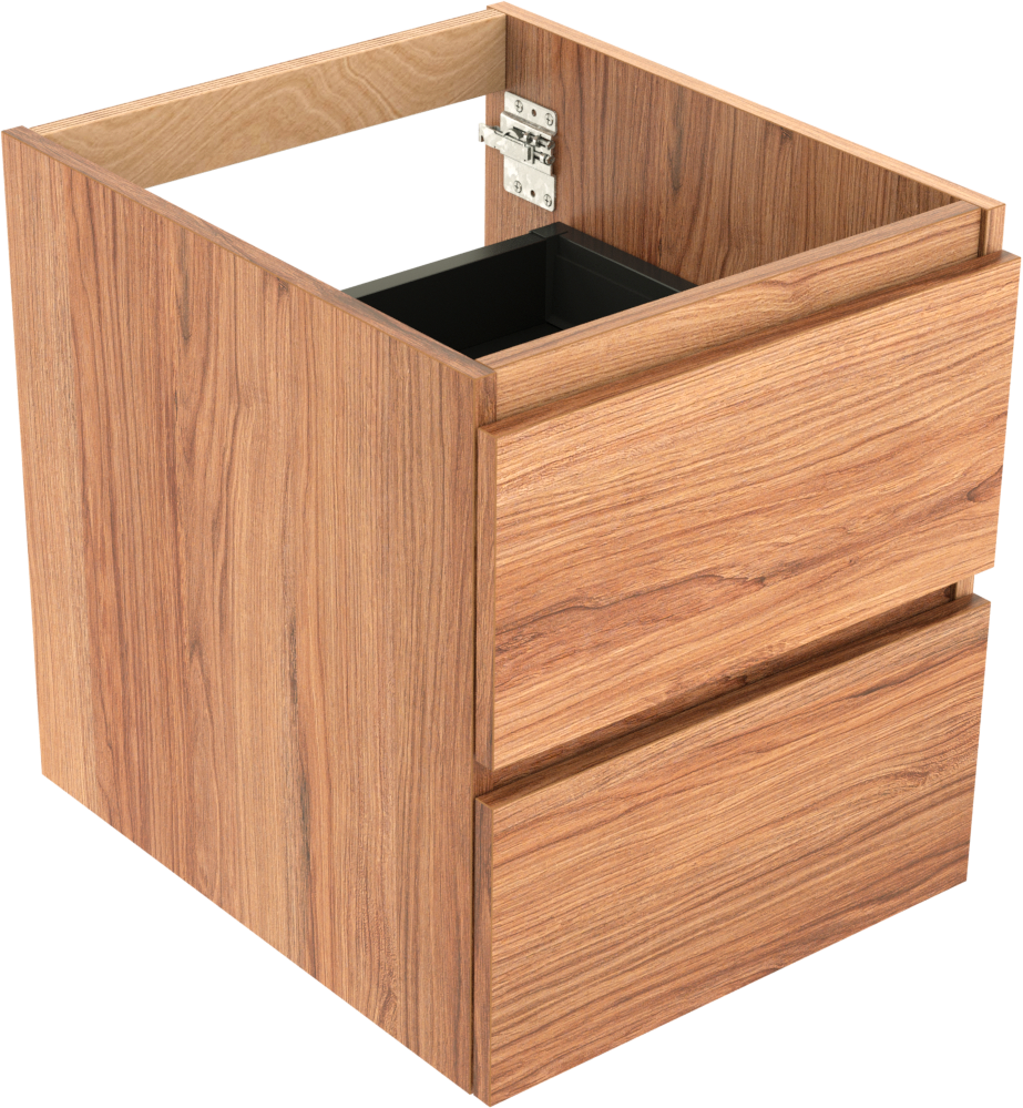 Balmani Lucida hängender Waschbeckenunterschrank: 45 x 55 cm, Teak, 2 Schubladen