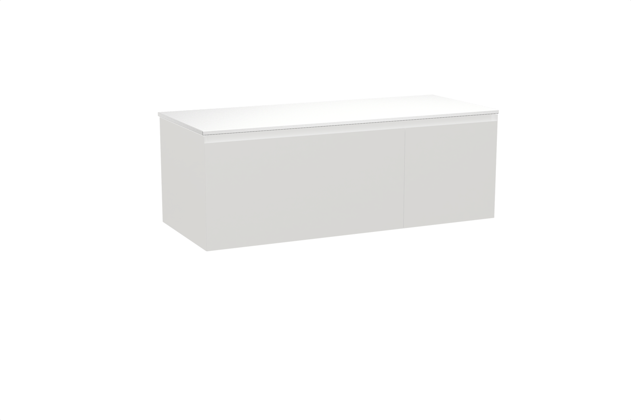 Balmani Idra meuble salle de bains suspendu 135 x 55 cm blanc mat avec Stretto tablette simple ou double en solid surface blanc mat