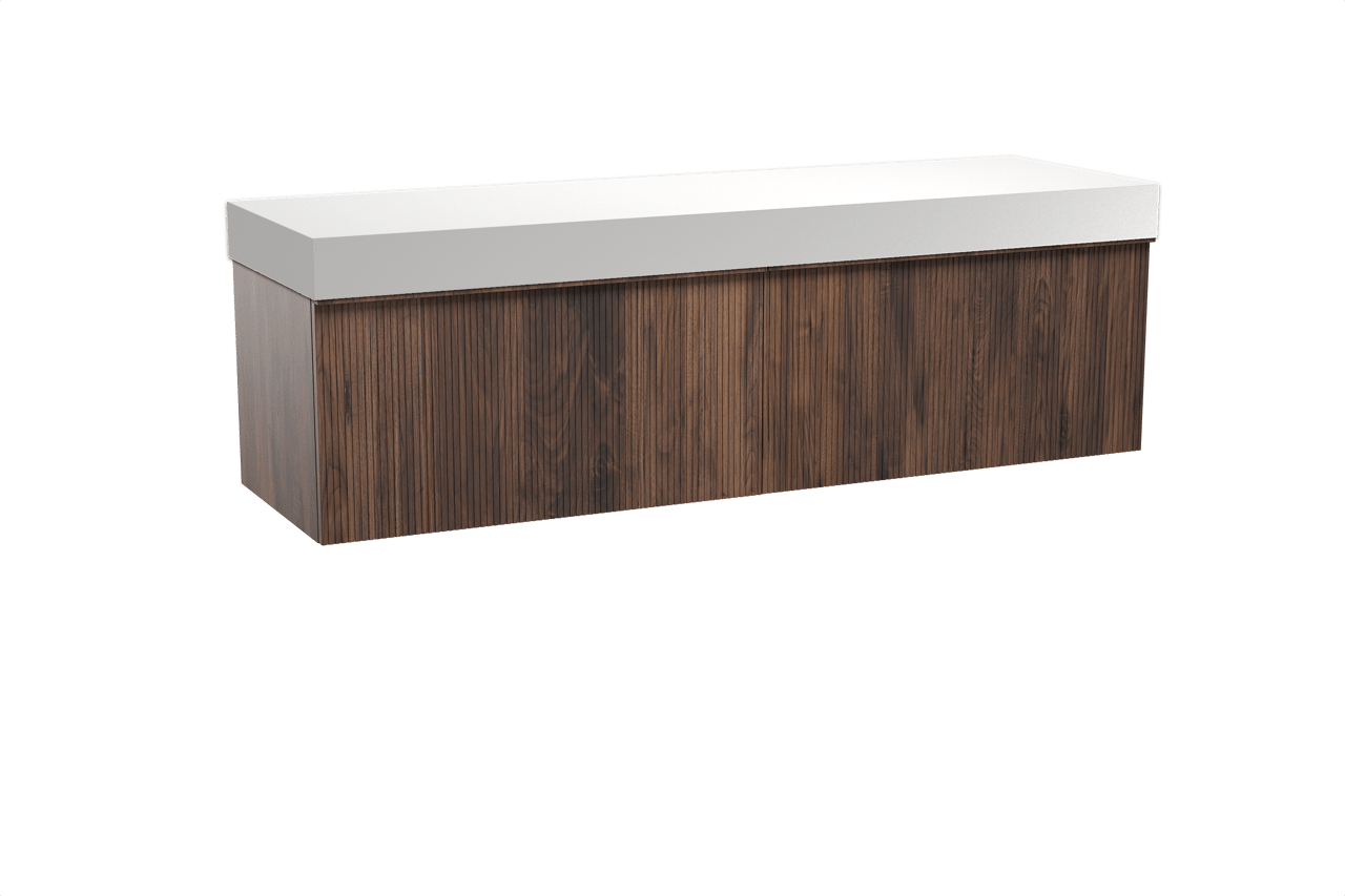 Balmani Forma Badmöbel Set mit Dominus Waschtischplatte für Aufsatzwaschbecken