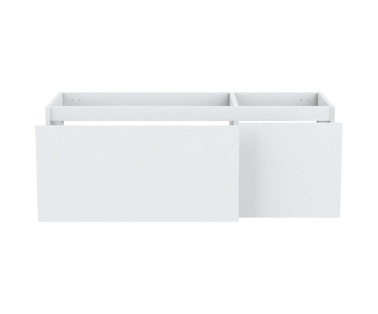 Balmani Idra hängender Waschbeckenunterschrank: 135 x 55 cm, asymmetrisch links, Weiß Matt, 4 Schubladen