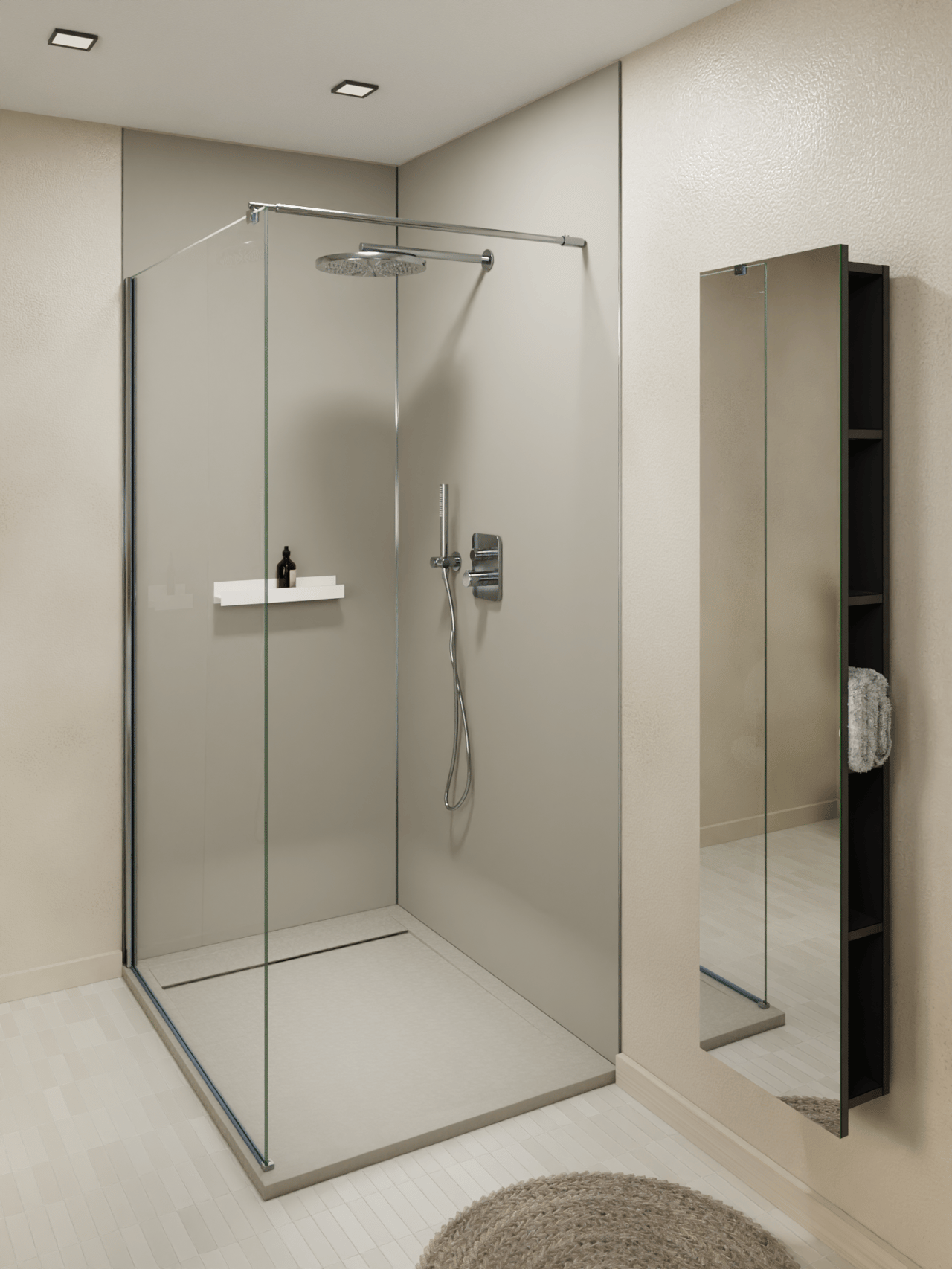 Luca Varess Dandy receveur de douche 120 x 80 cm marbre composite Soie grise mat structure rock