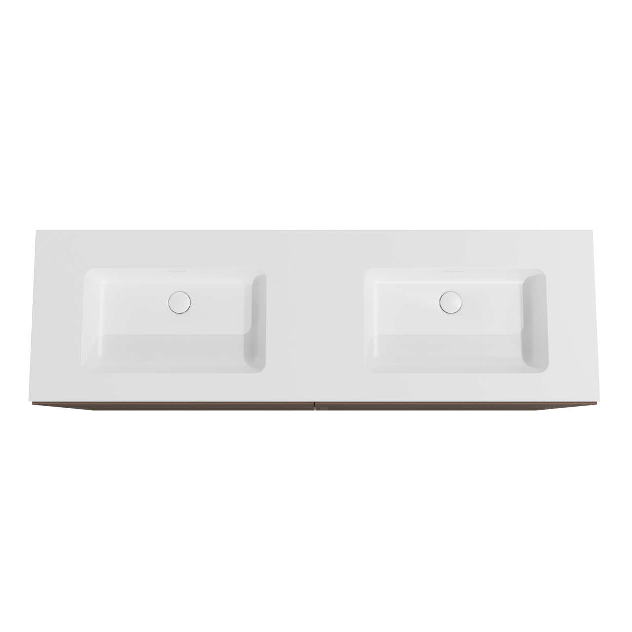 Storke Edge staand badkamermeubel 170 x 52 cm notelaar met Mata dubbele wastafel in solid surface mat wit