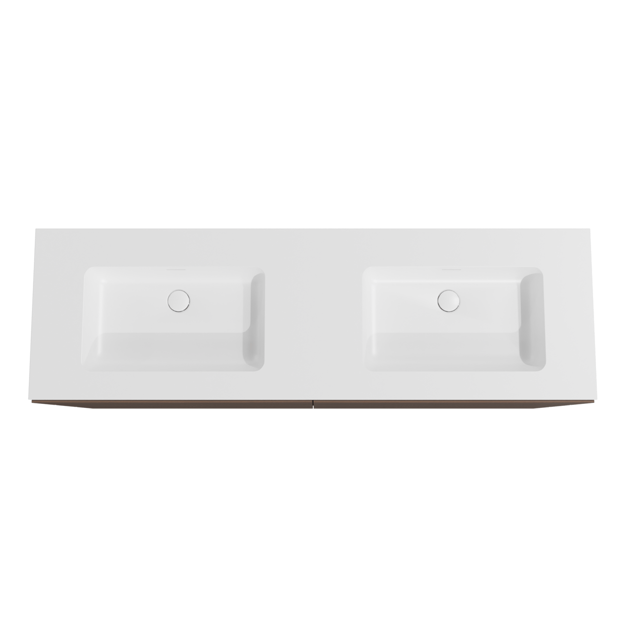 Storke Edge meuble salle de bains à poser 170 x 52 cm noyer avec Mata double vasque en solid surface blanc mat