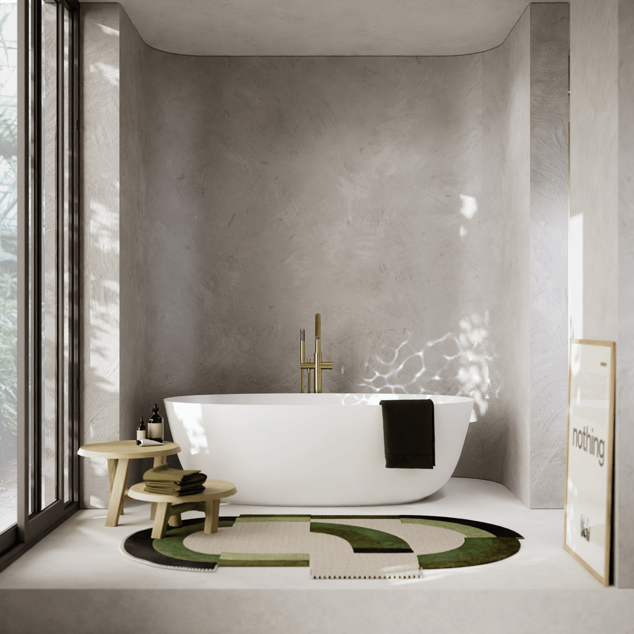 Balmani Largo ovaal vrijstaand bad 170 x 80 cm Solid Surface mat wit