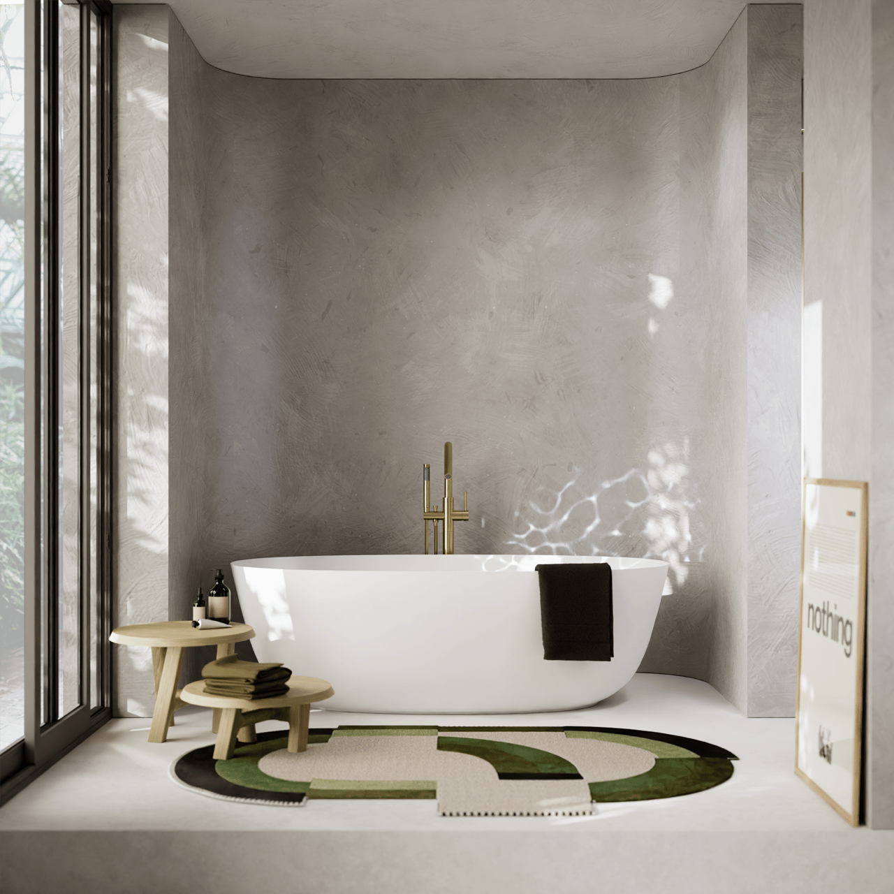 Balmani Largo baignoire îlot ovale 170 x 80 cm Solid Surface blanc mat