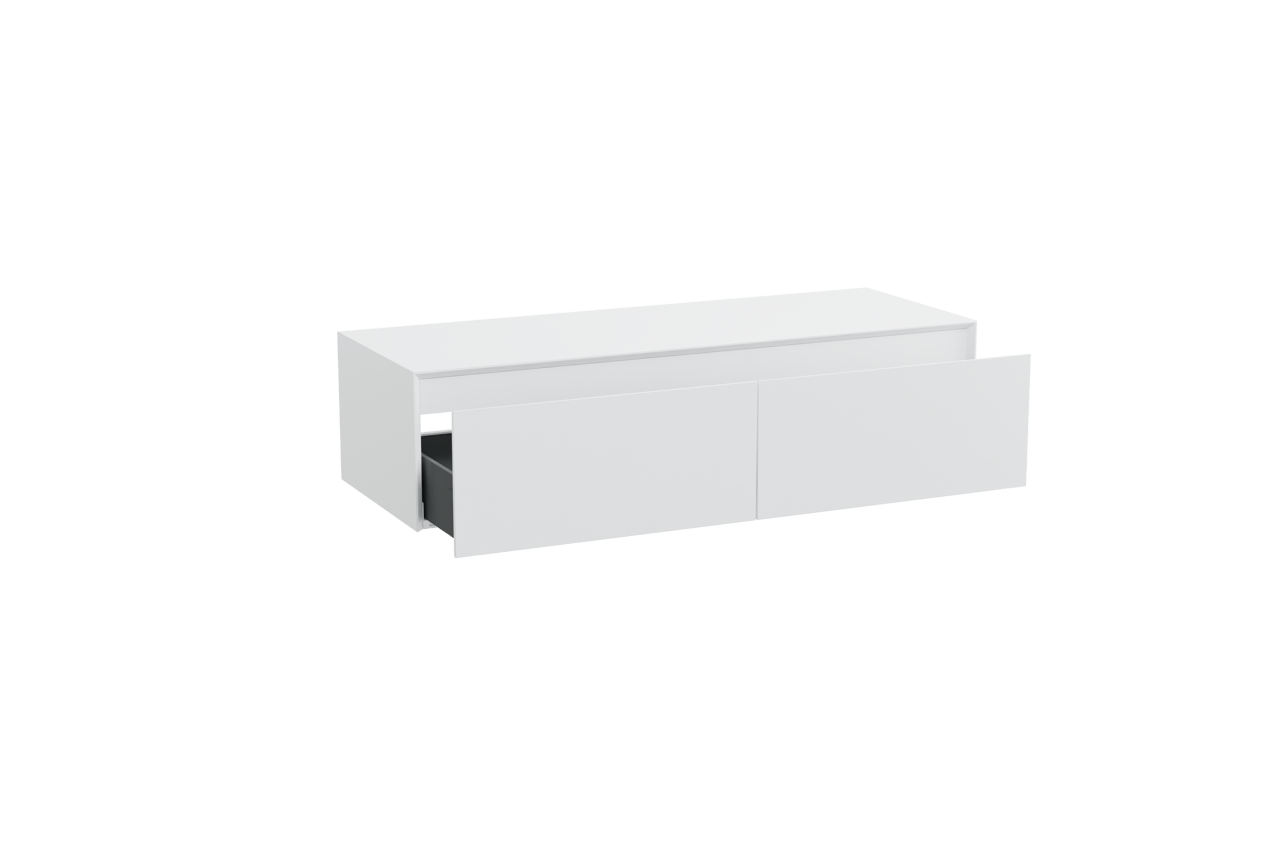Storke Edge Modulo meuble sous-lavabo suspendu 130 x 48 cm blanc brillant 2 tiroirs