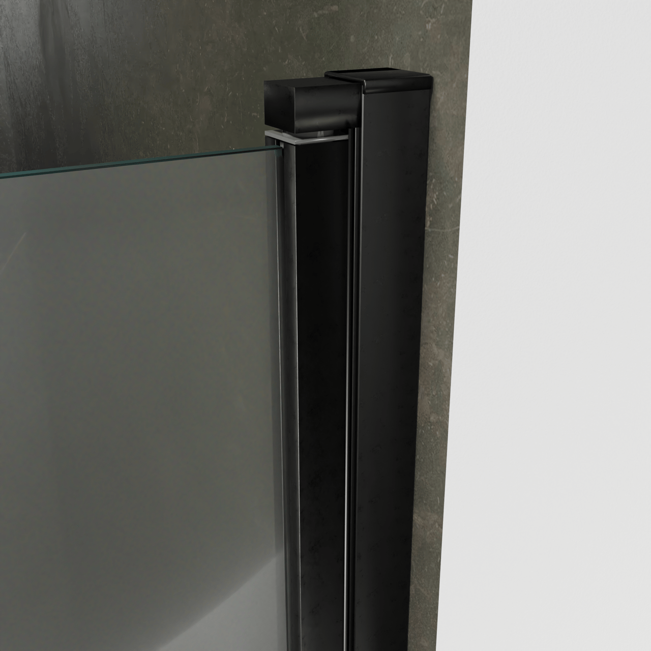 Luca Varess Kuresa porte battante 80 x 200 cm verre transparent avec bande matte profil noir mat