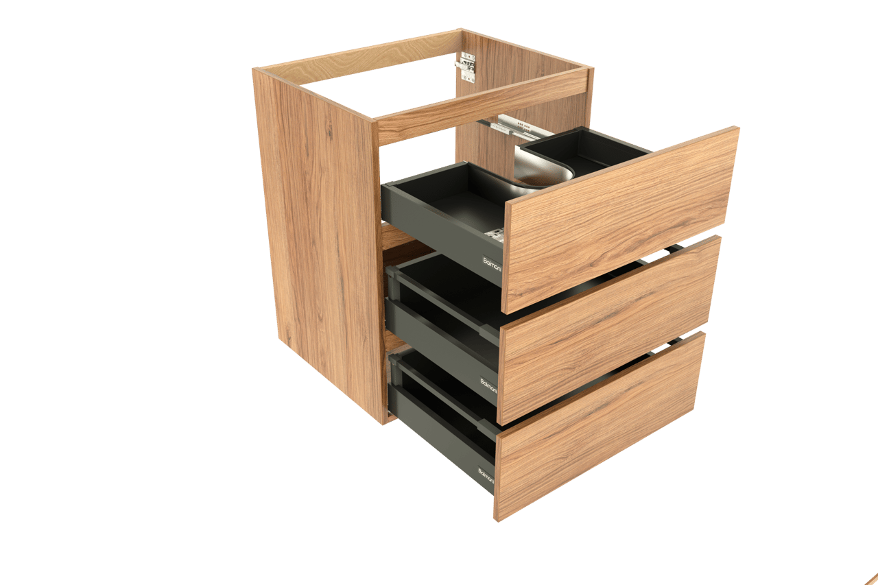 Balmani Lucida staande wastafelonderkast 67,5 x 55 cm teak 3 lades