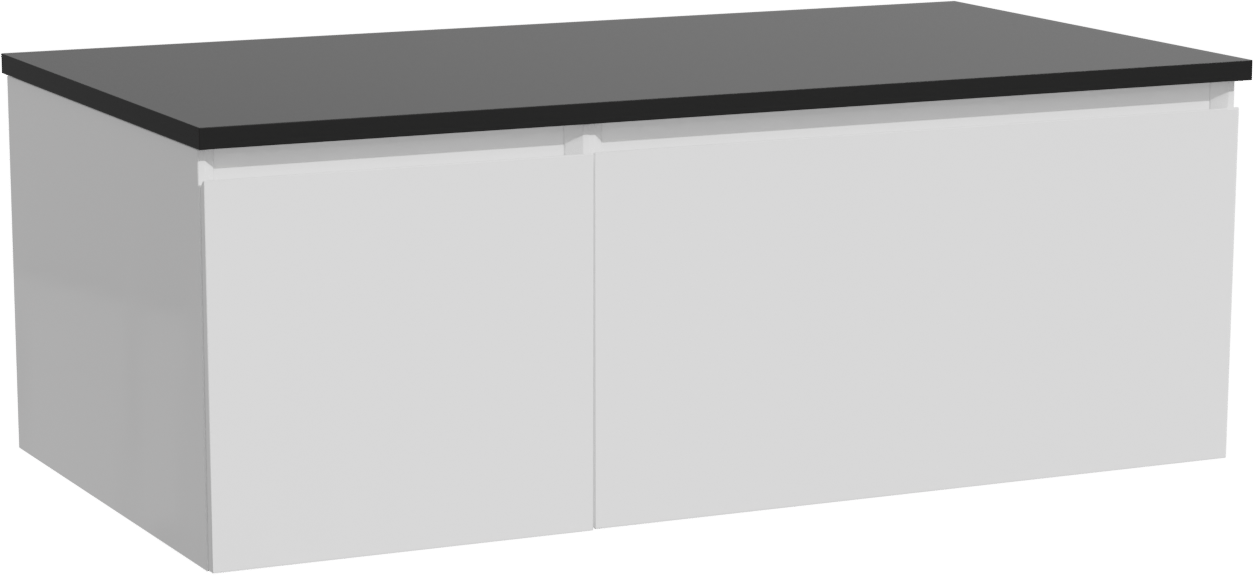 Storke Edge zwevend badkamermeubel 100 x 52 cm glanzend wit met Panton enkel tablet in gepoedercoate mdf mat zwart