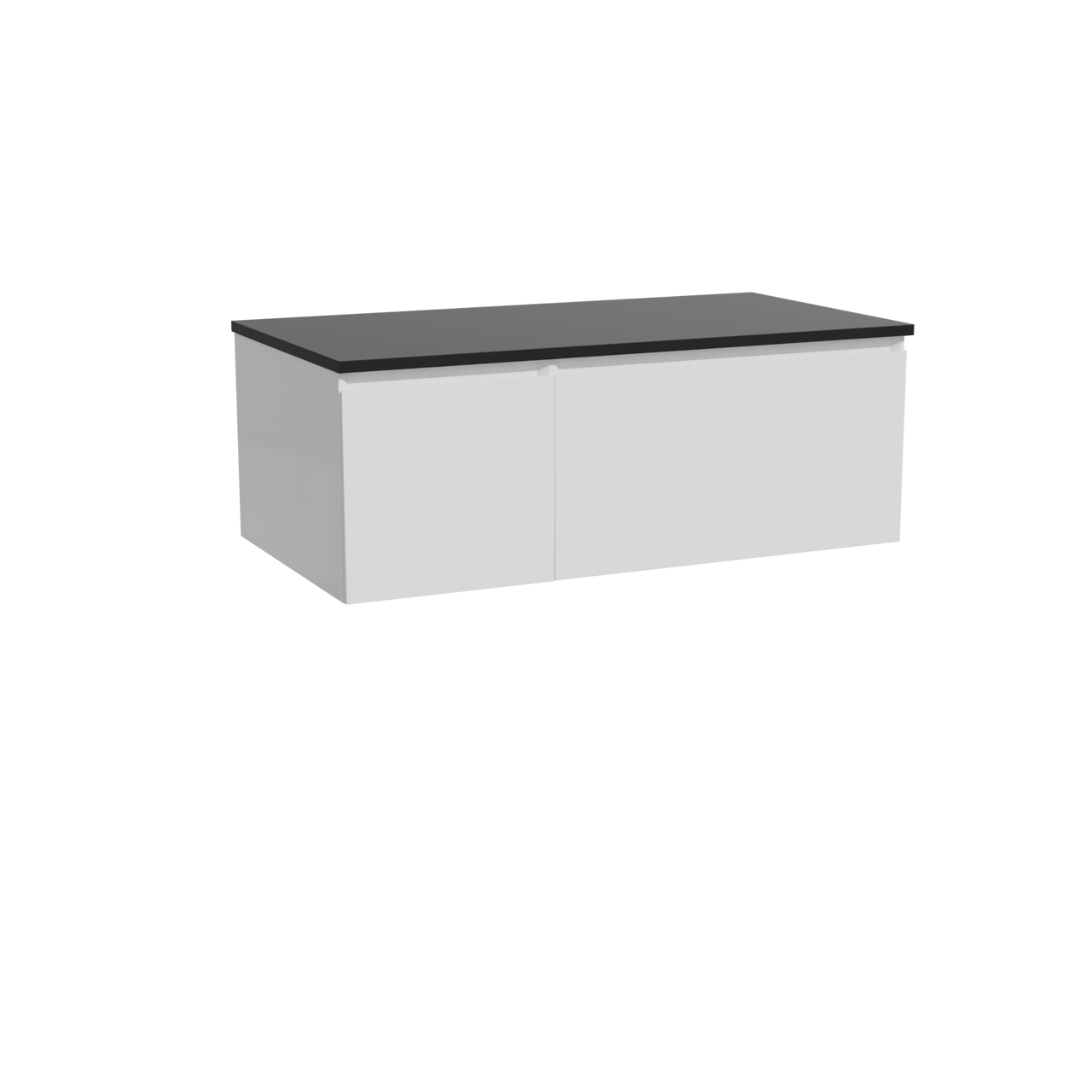 Storke Edge hängendes Möbelstück Set: 100 x 52 cm, Weiß glänzend, mit Panton Einzel Waschtischplatte, Pulverbeschichtetes MDF Schwarz matt