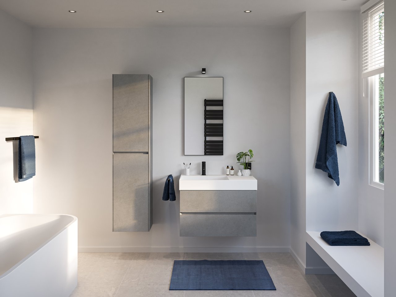 Storke Edge meuble sous-vasque suspendu 80 x 46 cm béton gris foncé 2 tiroirs