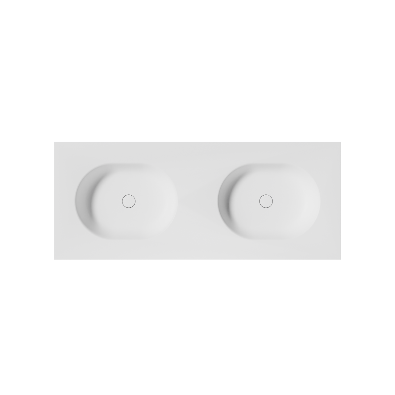 Balmani Tablo Oval dubbele wastafel mat witte Solid Surface 135 x 55 cm