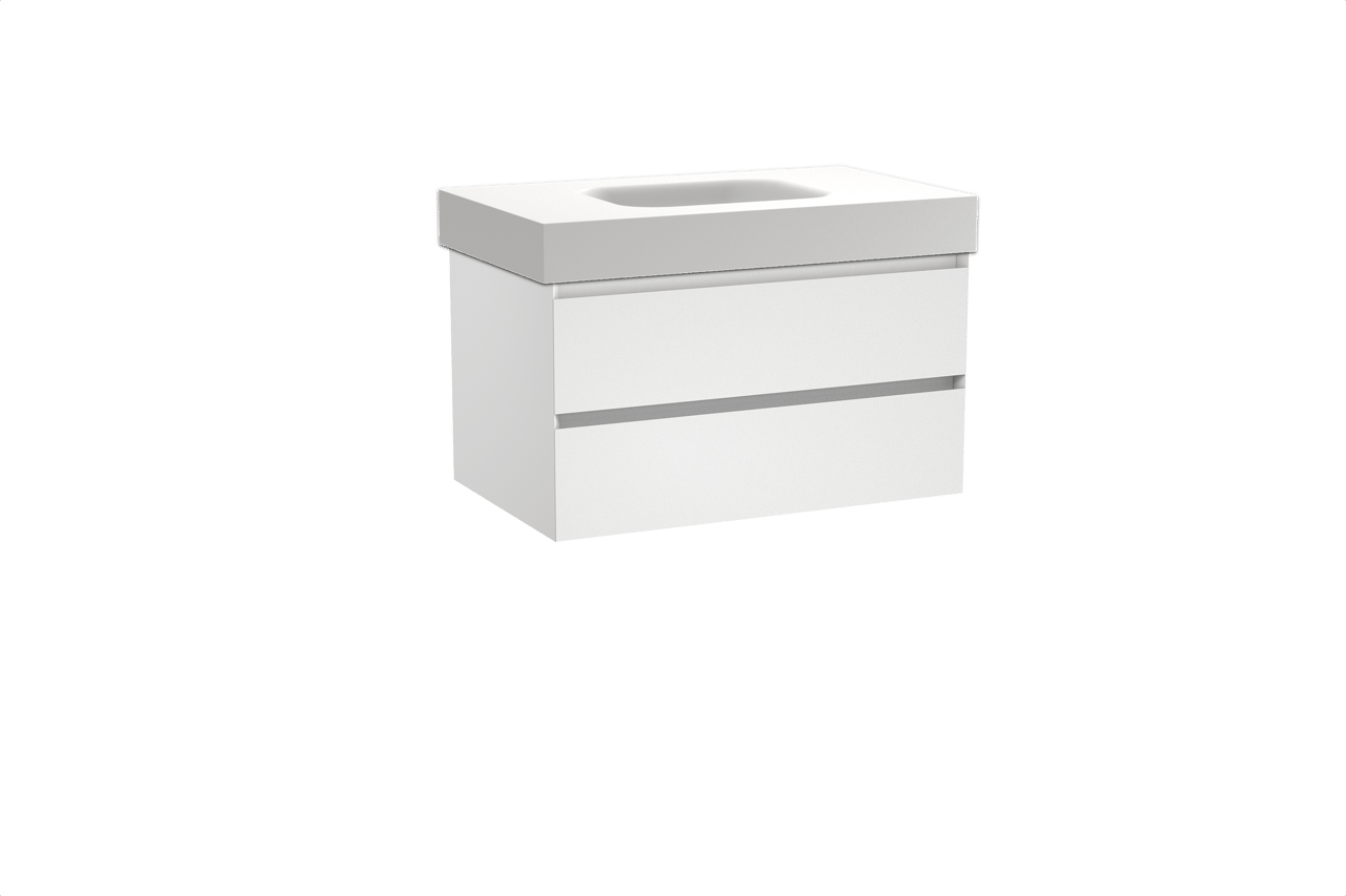 Balmani Mitra meuble salle de bains suspendu 90 x 55 cm blanc mat avec Arcato plan simple en solid surface blanc mat