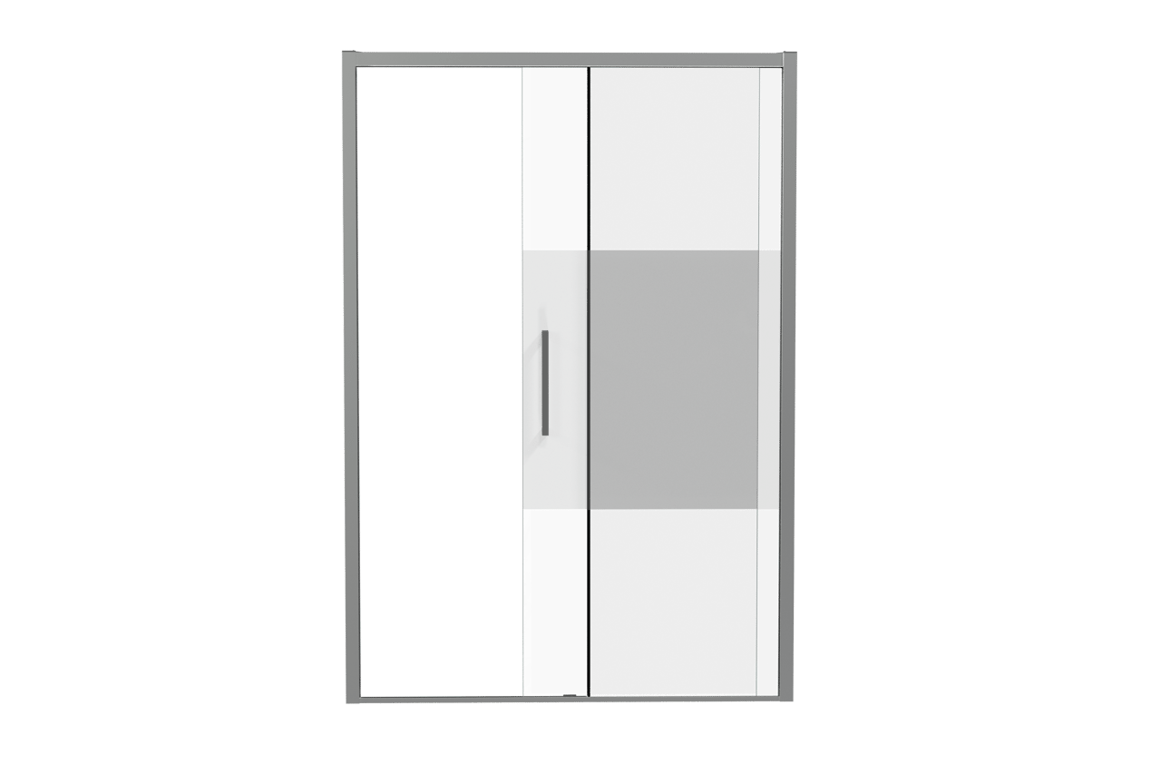 Luca Varess Senses rechtse douche schuifdeur 140 x 200 cm helder glas met matte strook glanzend chroom profiel