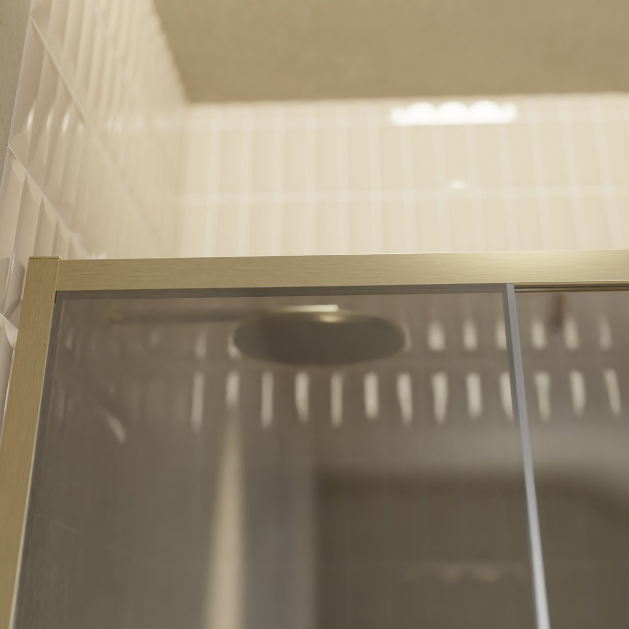 Balmani Senses Design douche schuifdeur rechts 160 cm x 210 cm Reflex spiegelglas, Brushed Champagne Gold profielen