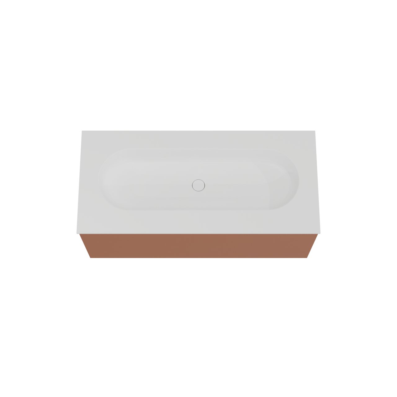 Balmani Sfera by Lucida hängendes Möbelstück Set: 120 x 55 cm, Cotto, mit Tablo Oval Einzelwaschtisch für 2 Armaturenlöcher, Solid Surface Weiß matt