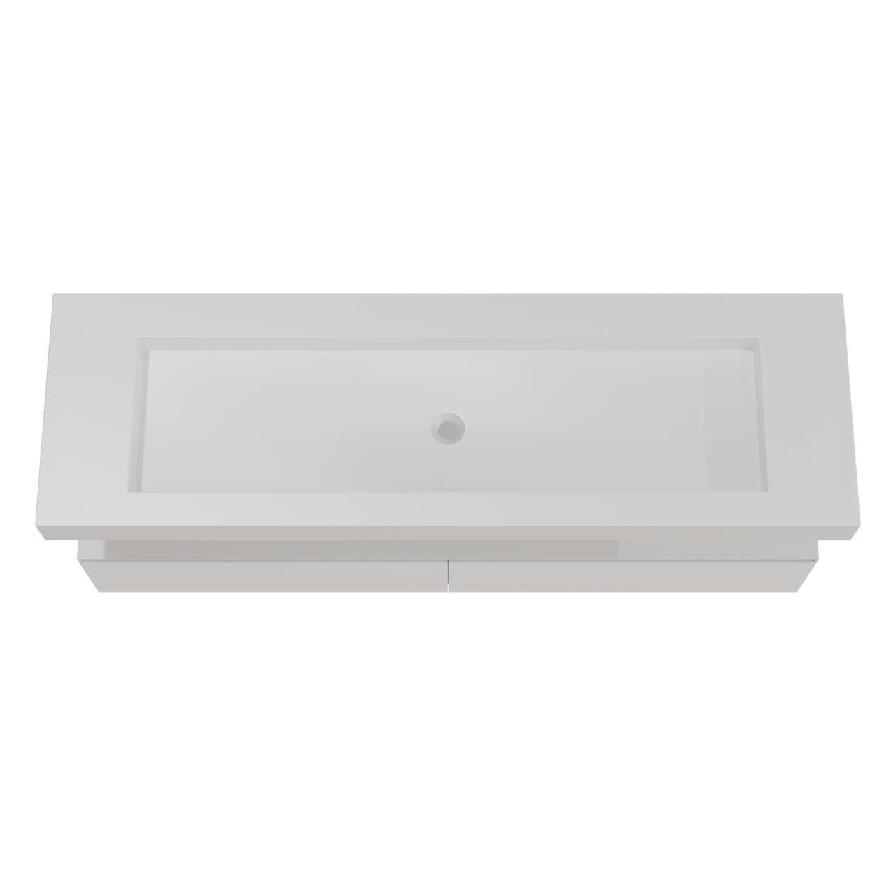 Balmani Mitra Elements hängendes Möbelstück Set: 180 x 55 cm, Weiß matt mit Modus Einzelwaschtisch für 2 Armaturenlöcher, Solid Surface Weiß matt