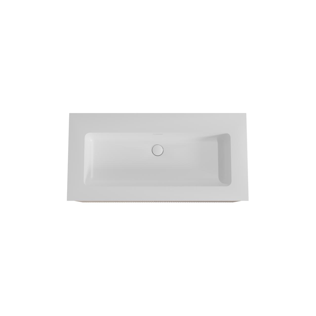 Storke Ribs zwevend badmeubel 105 x 52 cm ruw eiken met Mata enkele wastafel voor 2 kraangaten in solid surface mat wit, Verticale symmetrische rechte ribbel