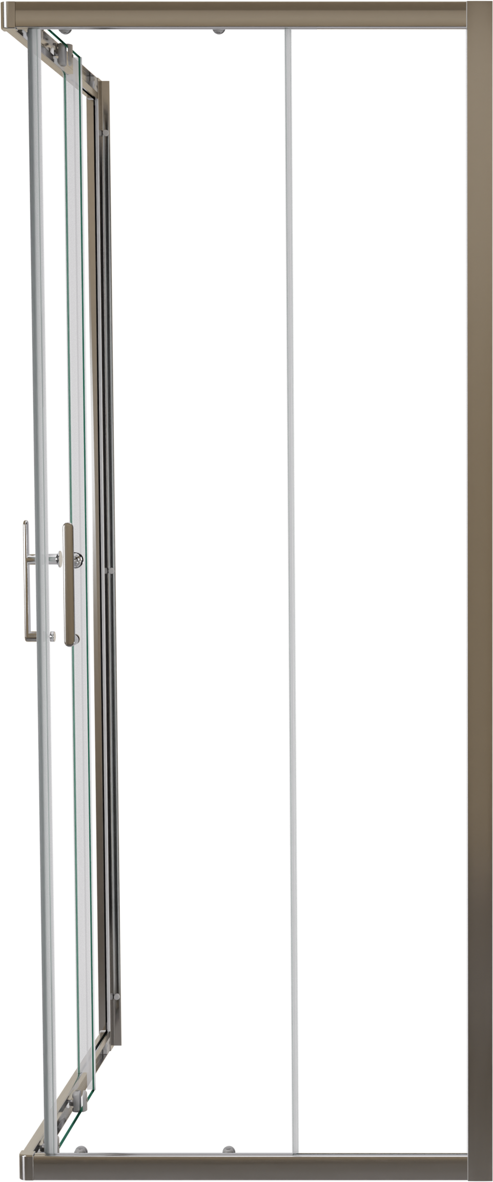 Linie Cadiz douchehoek met hoekinstap met dubbel schuifdeur 80 x 80 cm helder glas geborsteld chroom profiel