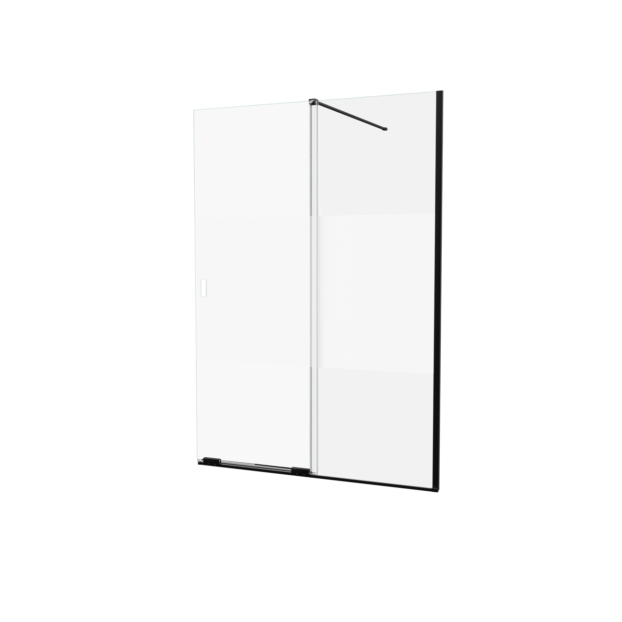 Balmani Move Slide inloopdouche met beweegbare wand 140 x 200 cm rechts helder glas Mat Zwart profiel