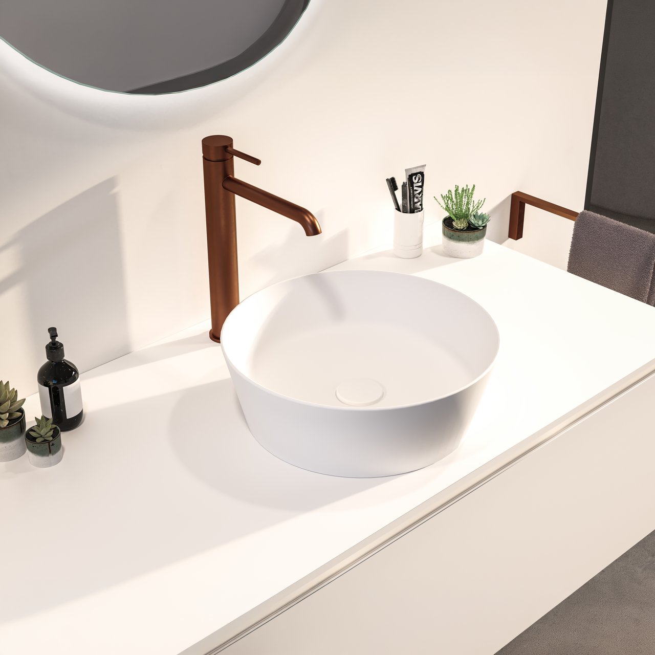 Storke Tavola Einzelwaschtischplatte, Solid Surface matt, 105 x 52 cm