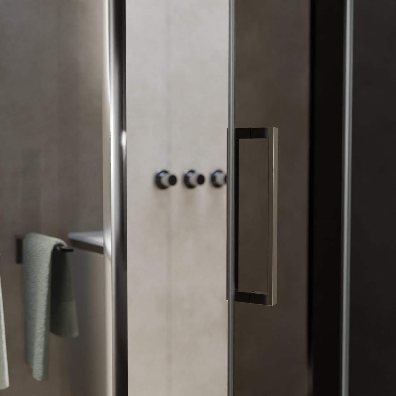 Balmani Senses Design douchehoek met rechtse draaideur en vaste zijwand, 140 x 90 cm, Rookglas, Chroom profielen, met coating