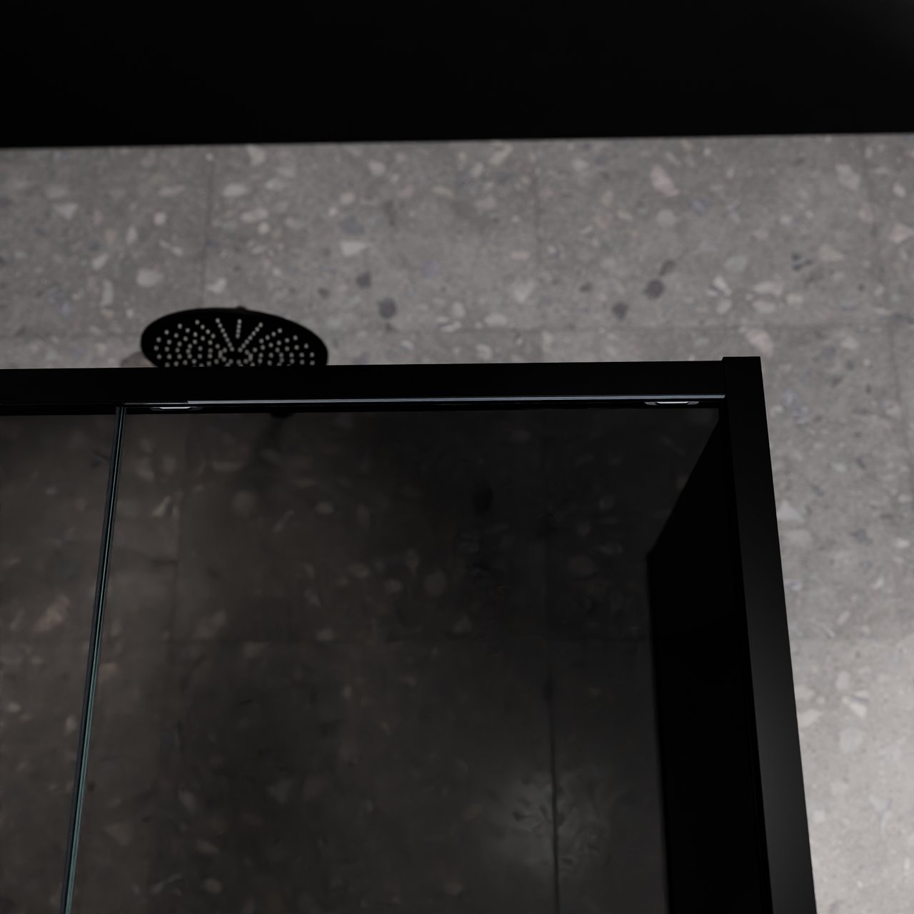 Balmani Senses Design Eckdusche: Schiebetür (Links) mit fixierte Seitenwand, 140 x 80 cm, Rauchglas, Profil Schwarz matt