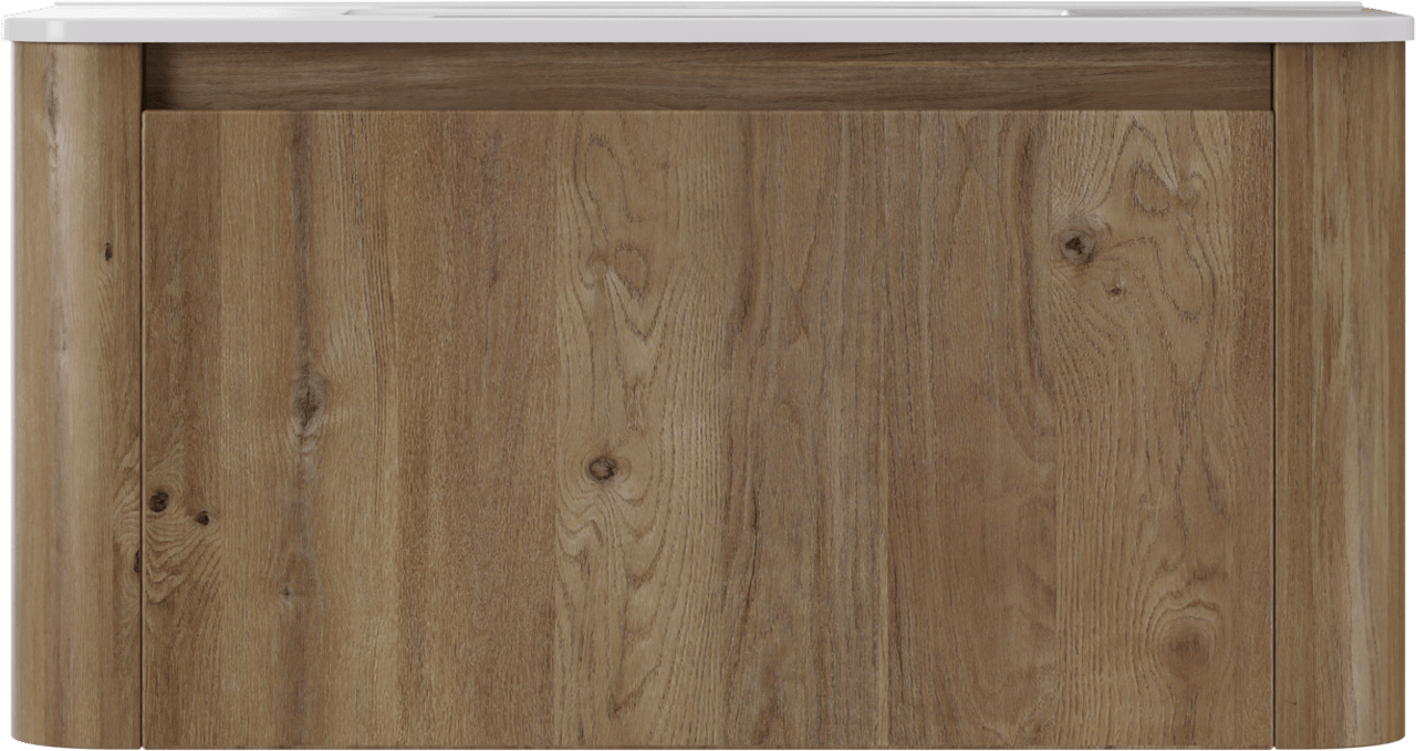 Storke Soft hängendes Möbelstück Set: 100 x 46 cm, Eiche rau, mit Kera Soft Einzelwaschtisch Keramik Weiβ glänzend