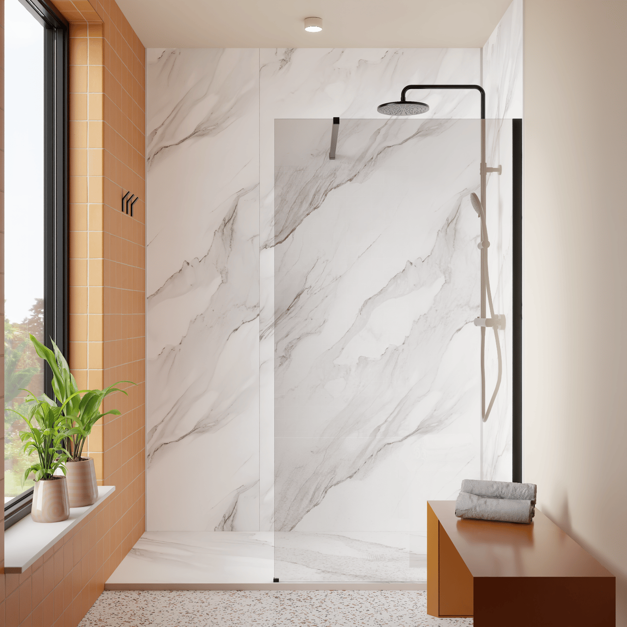 Luca Varess Suite douchewandbekleding set 2 x 120 x 260 cm, SPC, Marble white