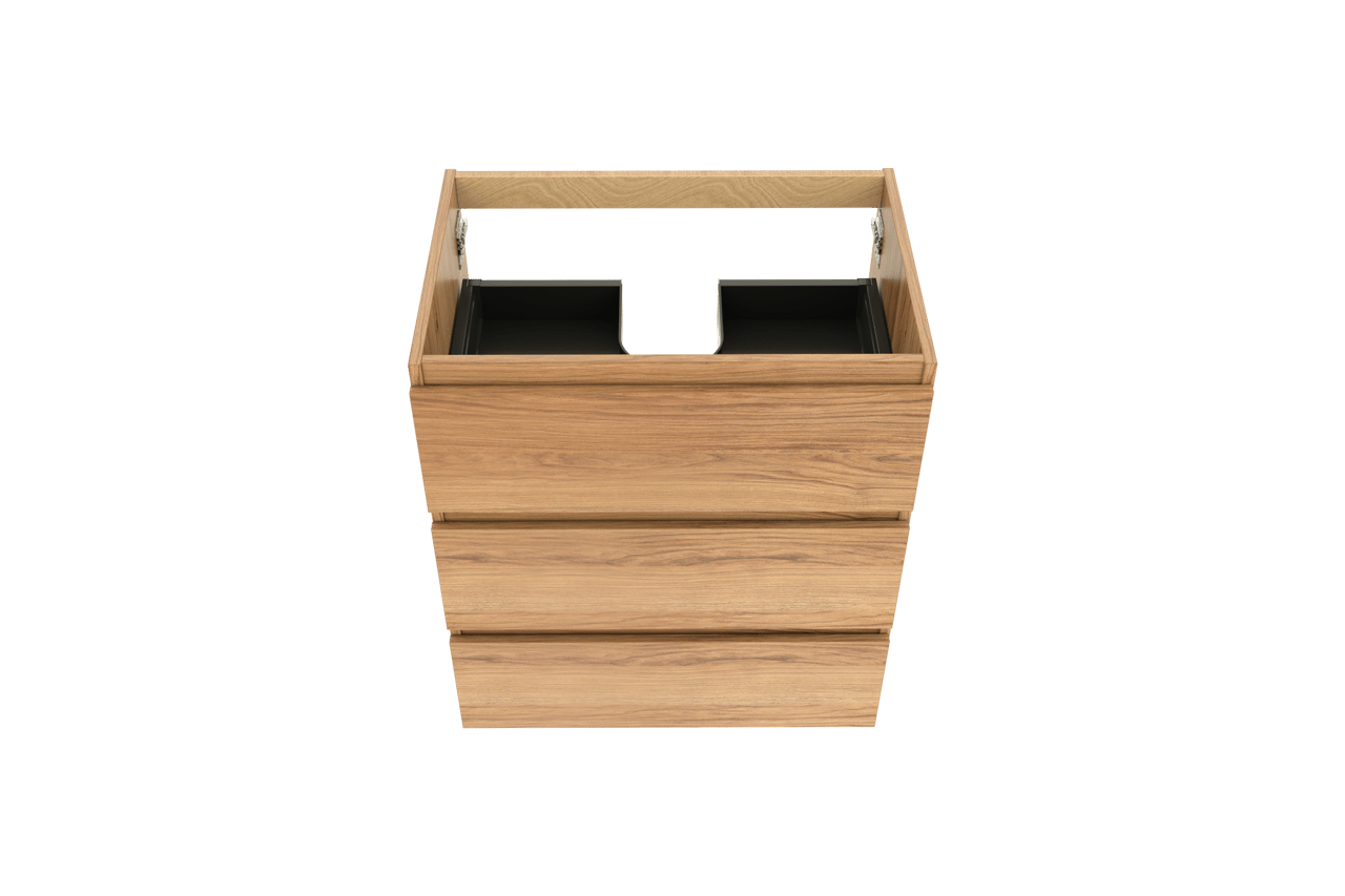 Balmani Lucida stehender Waschbeckenunterschrank: 75 x 55 cm, Teak, 3 Schubladen