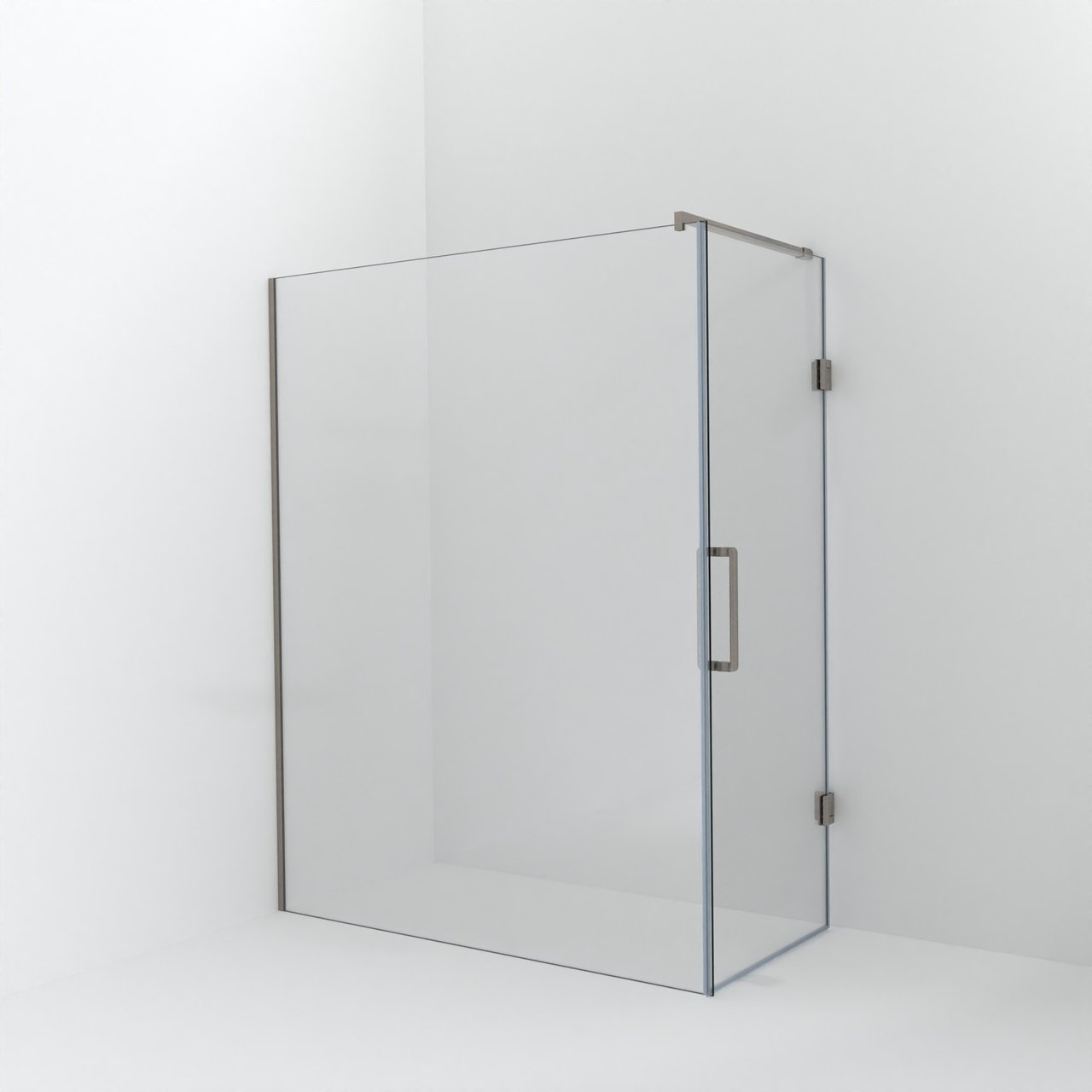 Balmani Modular inloopdouche met deur: 160 x 200 cm met deur 80 cm, Helder glas met coating, Brushed CoolMetal profielen