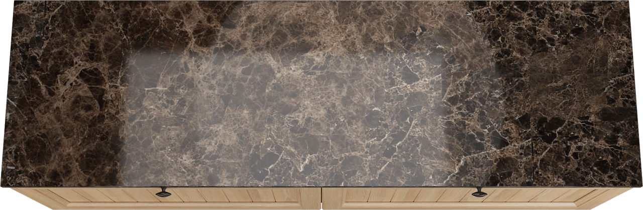 Balmani Lemon zwevend badkamermeubel 180 x 55 cm, fineer natuur eik met Stretto enkel of dubbel tablet in dark emperador