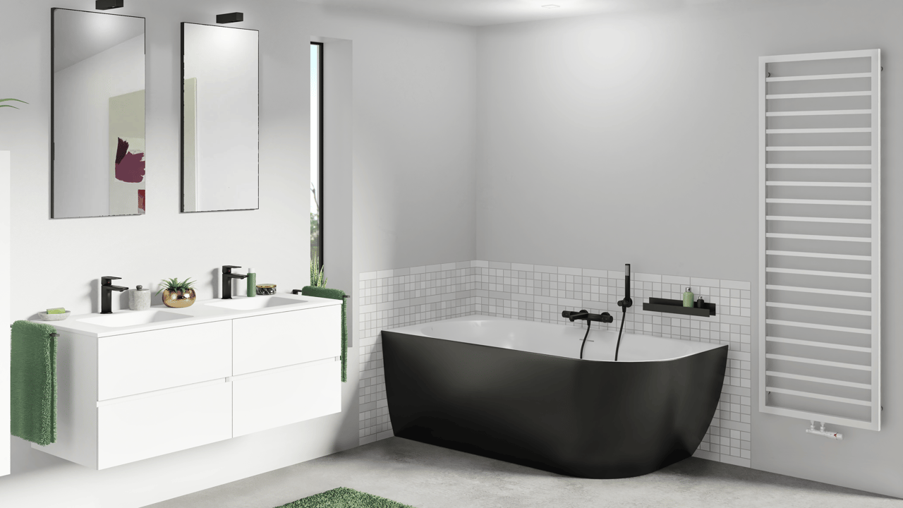 Storke Nero rechthoekig badkamerspiegel zwart 45 x 90 cm