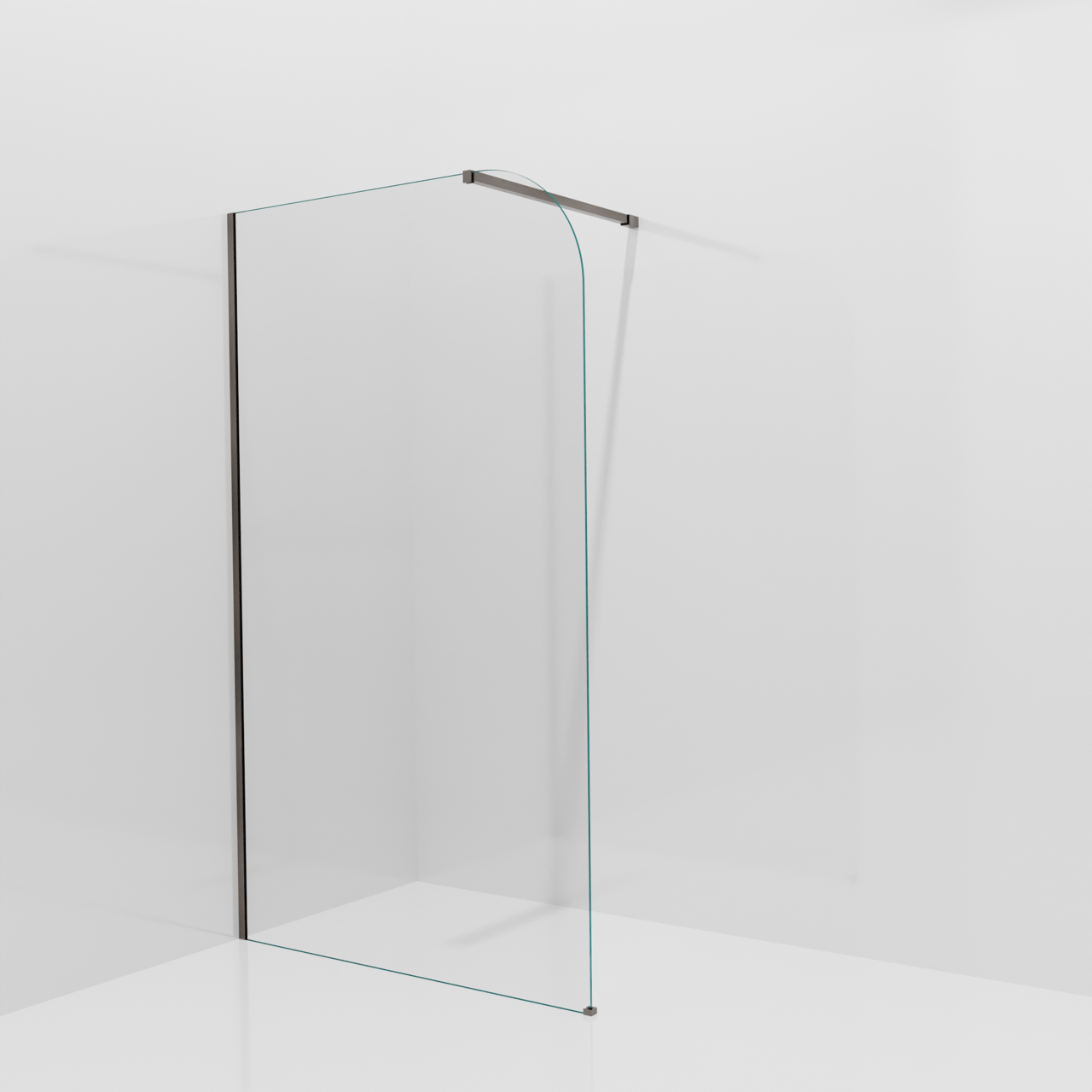 Balmani Modular douche à l'italienne: 120 x 200 cm, Verre transparent arrondi, Profil Brushed GunMetal