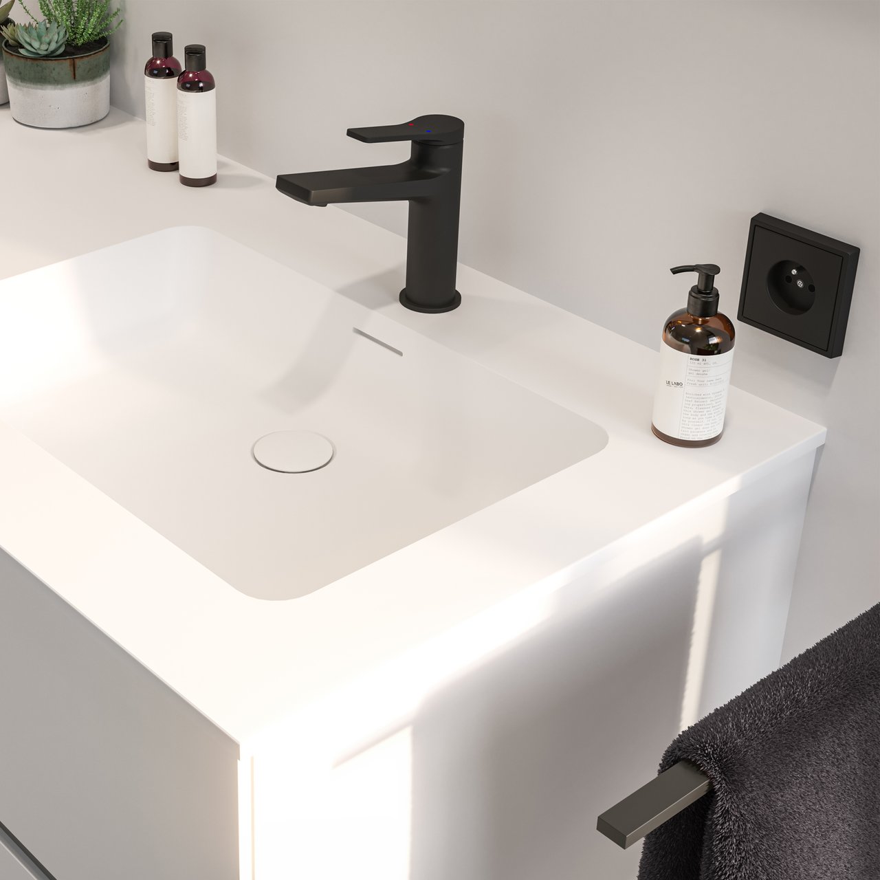 Blaufoss Marquise wastafelkraan mat zwart