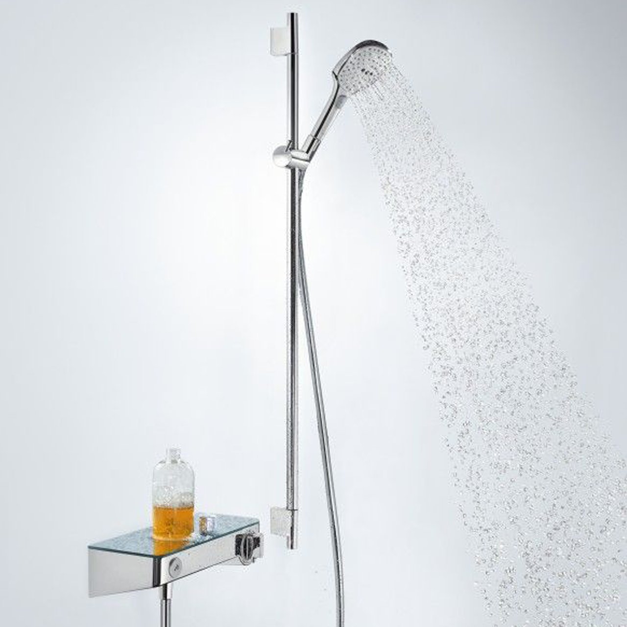 Hansgrohe Raindance Select E120 douchestang 101cm met douchekop 12cm 3 straalsoorten glanzend chroom en wit