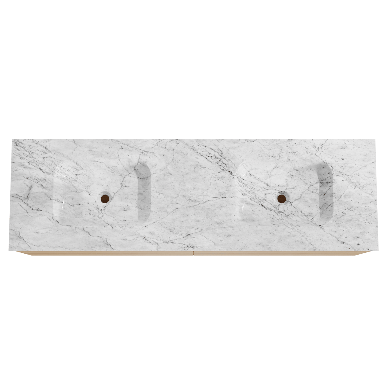 Balmani Mitra meuble salle de bains suspendu 180 x 55 cm chêne naturel avec Tablo Arcato double vasque en marbre carrara