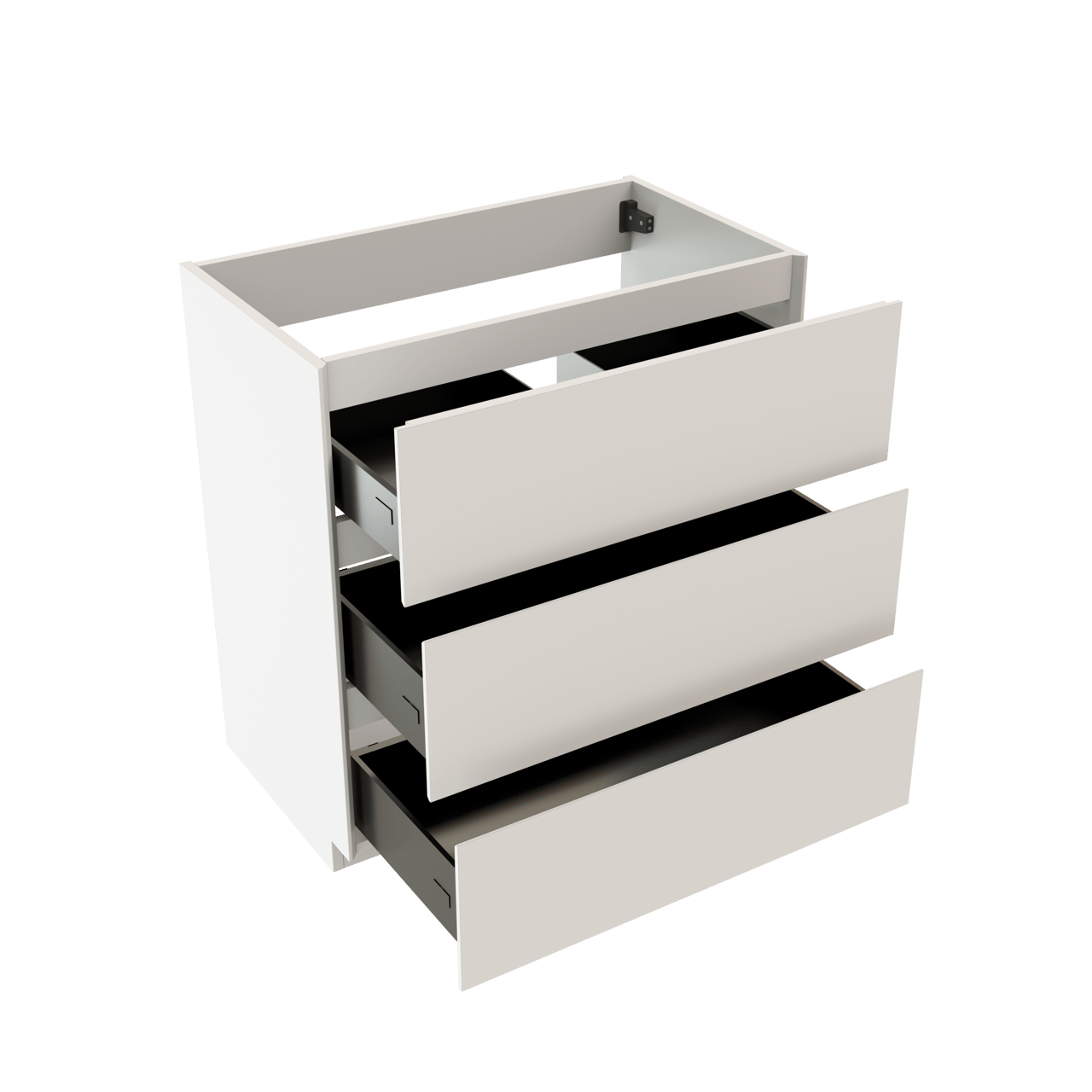 Storke Edge stehender Waschbeckenunterschrank: 80 x 46 cm, Weiß matt, 3 Schubladen