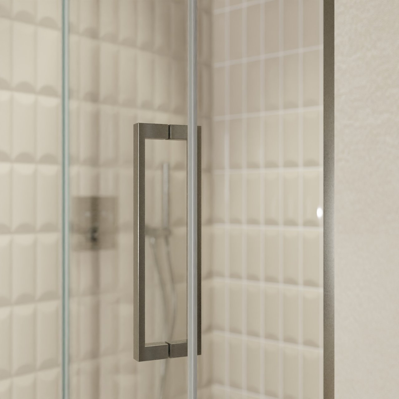 Balmani Senses Design douche draaideur links 120 cm x 210 cm Helder glas, Brushed GunMetal profielen, met coating