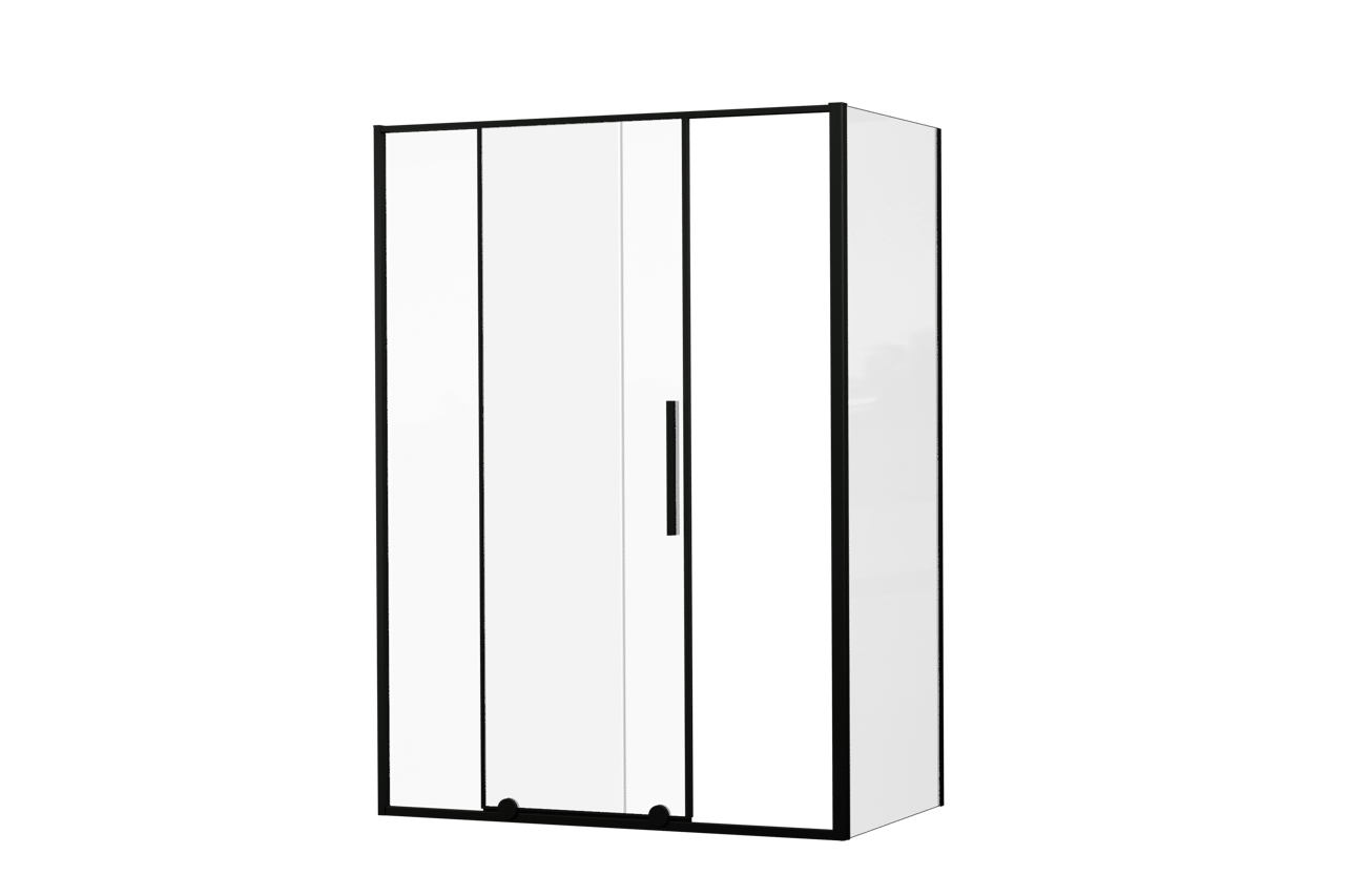 Luca Varess Morano paroi de douche avec porte coulissante et paroi latérale fixe 140 x 80 cm verre transparent profil noir mat