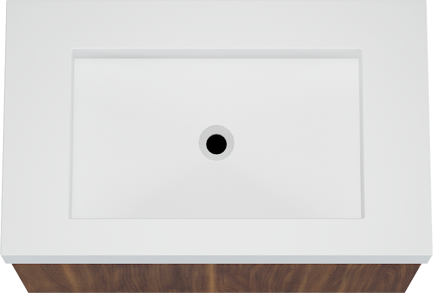 Balmani Sfera zwevend badmeubel 90 x 55 cm amerikaans notenhout met Modus enkele wastafel in solid surface mat wit