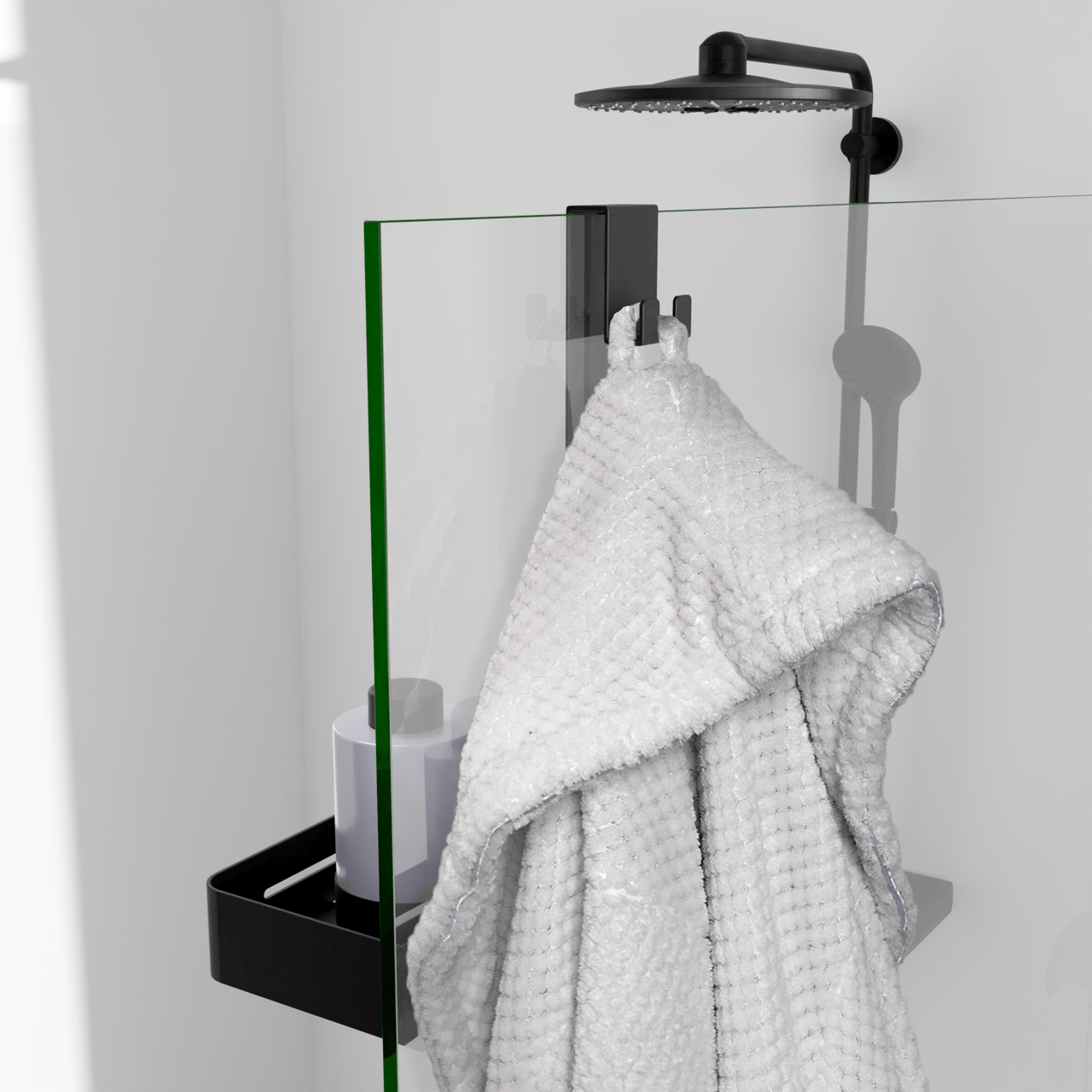 Blaufoss Gulio dubbel shampoohouder met dubbele haak mat zwart