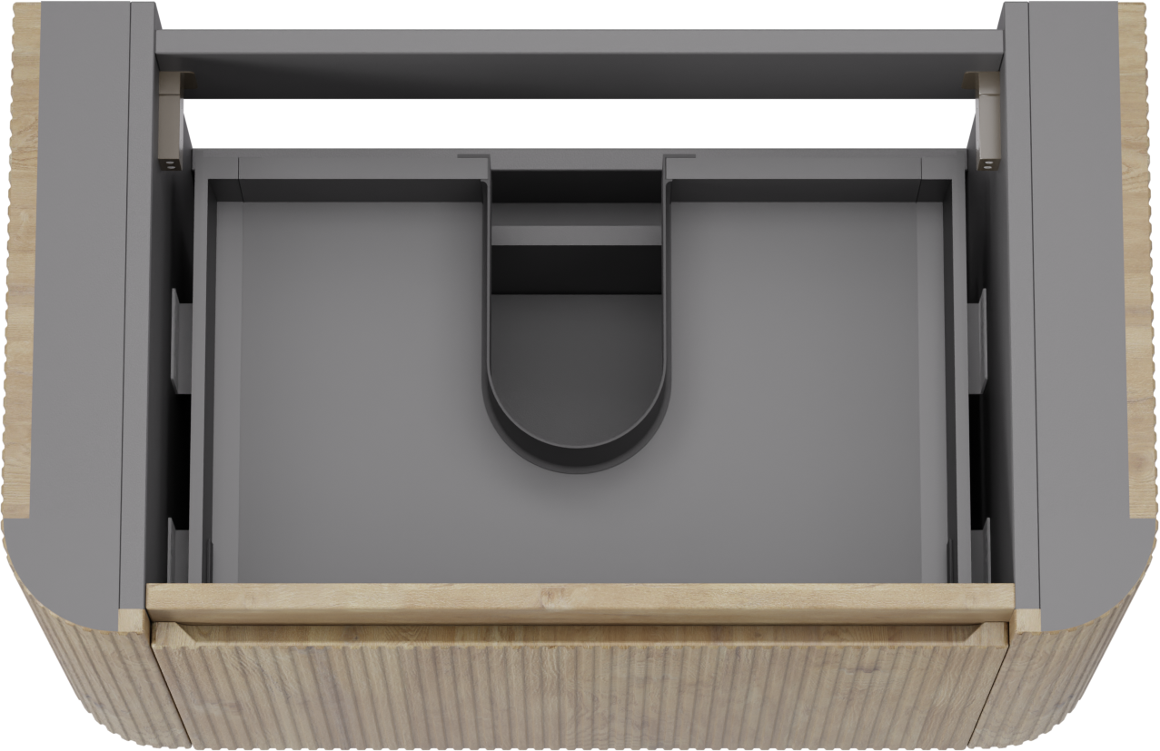 Storke Soft  hängendes möbelstück Waschtischunterschränke 80 x 46 cm Eiche rau 2 Schubladen Vert. Sym. Rippe