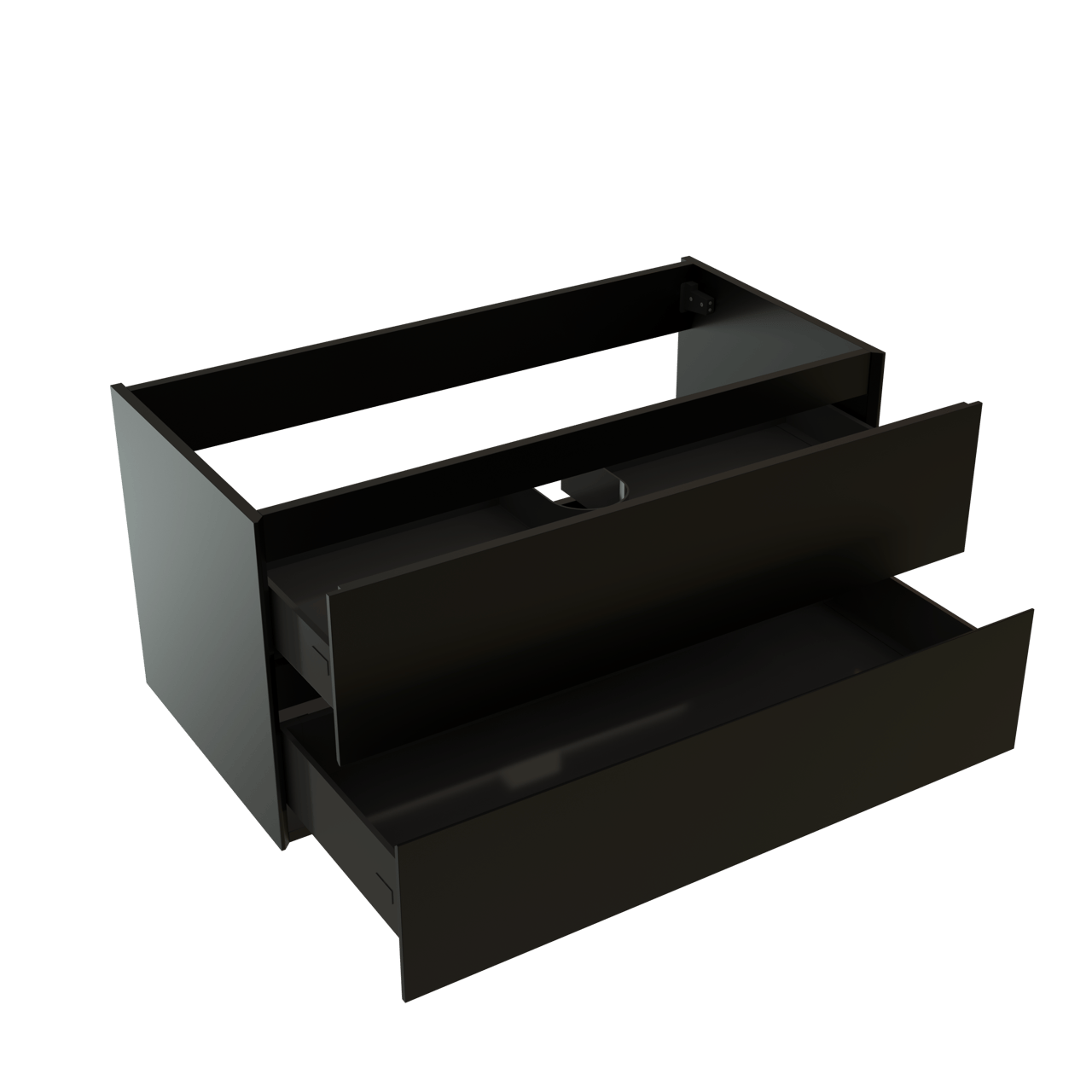 Storke Edge meuble sous-vasque suspendu 105 x 52 cm Noir Mat 2 tiroirs