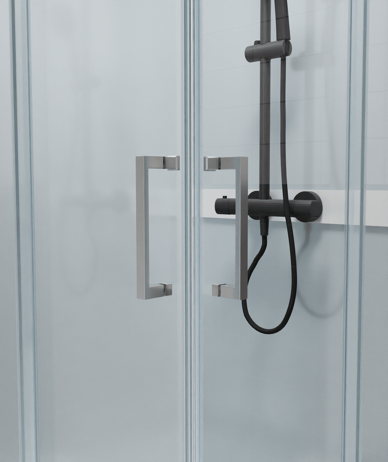 Luca Varess Talan Duschkabine: Schiebetür, 80 x 80 cm, Klarglas, Chrom Profil, matt