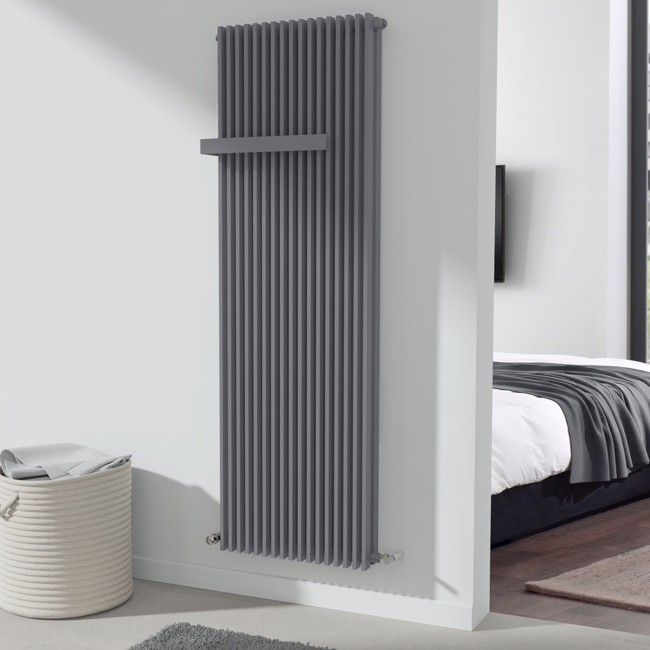 Vipera Corrason doppelter Badheizkörper, 60 x 180 cm, Zentralheizung, grau anthrazit, Seiten- und Mittelanschluss, 3.468W