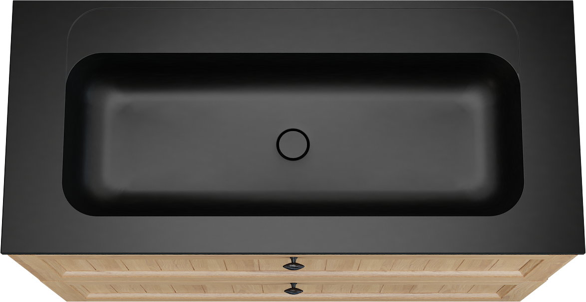 Balmani Lemon meuble salle de bains à poser 120 x 55 cm, placage chêne naturel avec Tablo Strada lavabo simple pour 2 trous de robinet en noir mat