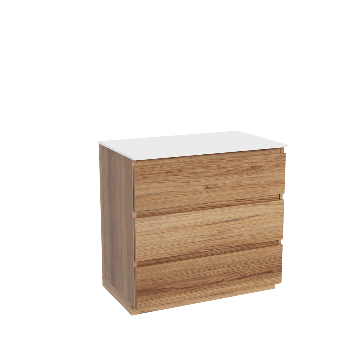 Balmani Lucida freistehendes Möbelstück Set: 90 x 55 cm, Teak, mit Stretto Einzel Waschtischplatte, Solid Surface Weiß matt